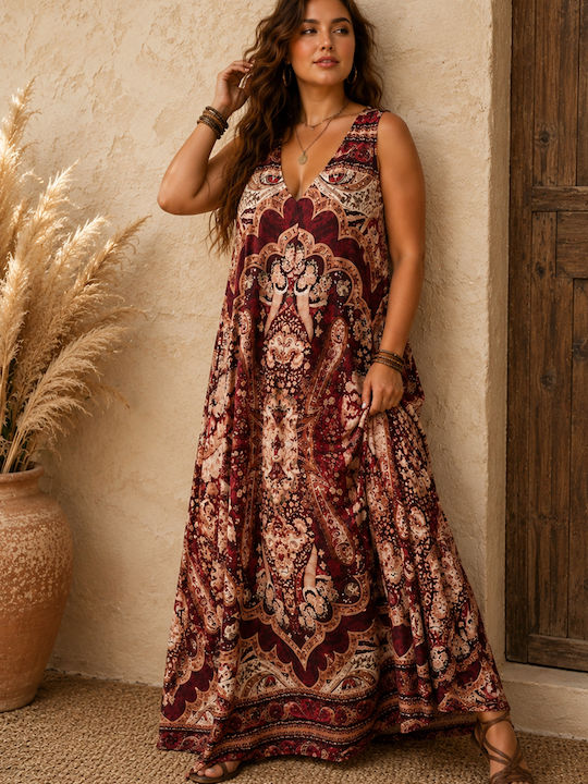 Καλοκαιρινό Maxi Φόρεμα Baroque Terracotta