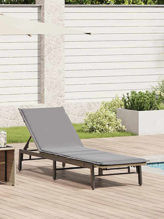 Garten- Und Pool-Liegestuhl Rattan Mit Beigen Kissen 200x59x25cm