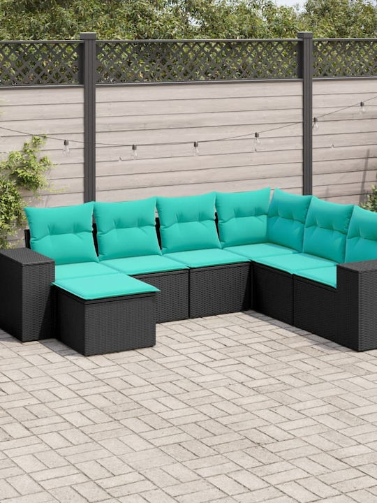 Corner Sofa Outdoor Rattan with Cushions 55x55x69cm