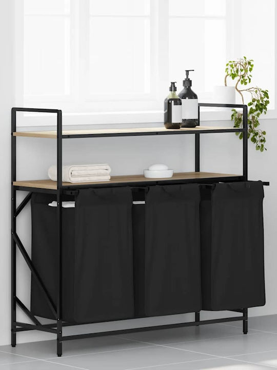 vidaXL Wooden Laundry Basket Black