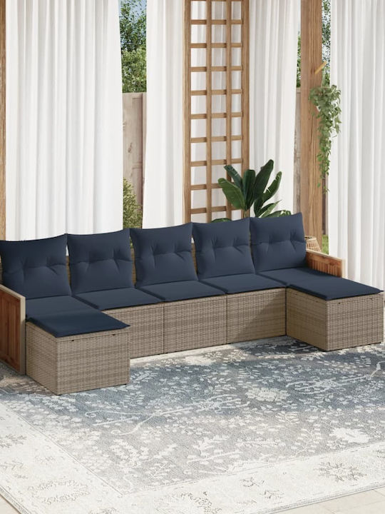 Outdoor Corner Rattan Sofa with Cushions 55x62x69cm