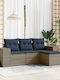 Outdoor Corner Rattan Sofa With Cushions 55x62x69cm