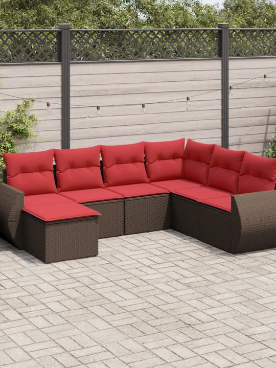 Outdoor Corner Rattan Sofa With Cushions 62x62x69cm