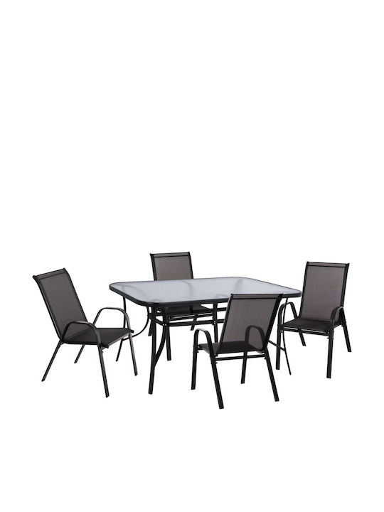 Set Dining Pentru Exterior 5 Piese Negru