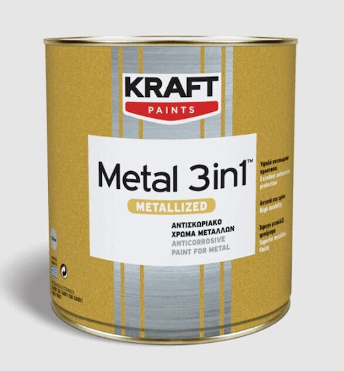 Kraft Ριπολίνη Αντισκωριακό Metal 3 In 1 0.75lt Ασημί Γυαλιστερό