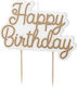 Geburtstagskerzen Happy Birthday Weiß Goldene Buchstaben