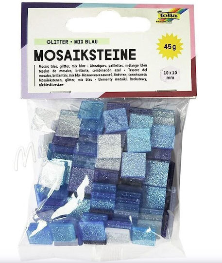 Ψηφιδες Μωσαϊκα Πλακακια Glitter Mix 45g 10x10mm 190 Τεμαχια Μπλε
