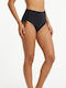 Bikinihosen Slip Hohe Taille mit Schnürung Schwarz S121060-Schwarz