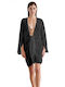Blu4u Damenbademode Kurzes Kaftan Für Strand Schwarz