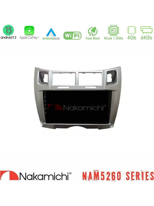 Nakamichi Car Audio System for Toyota Yaris 2022-2023 Bluetooth USB AUX WiFi GPS Apple CarPlay Android Auto with 9" Touch Screen