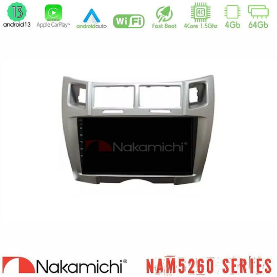 Nakamichi Car Audio System for Toyota Yaris 2022-2023 Bluetooth USB AUX WiFi GPS Apple CarPlay Android Auto with 9" Touch Screen