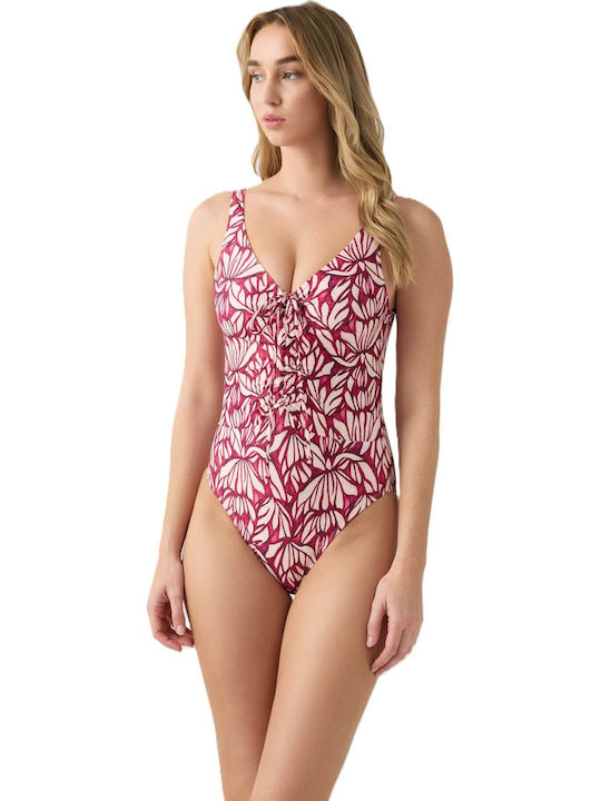 Minerva Ολόσωμο Μαγιό Floral Μπορντό