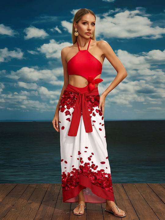 Red Desiree Pareo De Plajă Model Petale Roșii