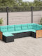 Outdoor Corner Rattan Sofa With Cushions 62x62x69cm