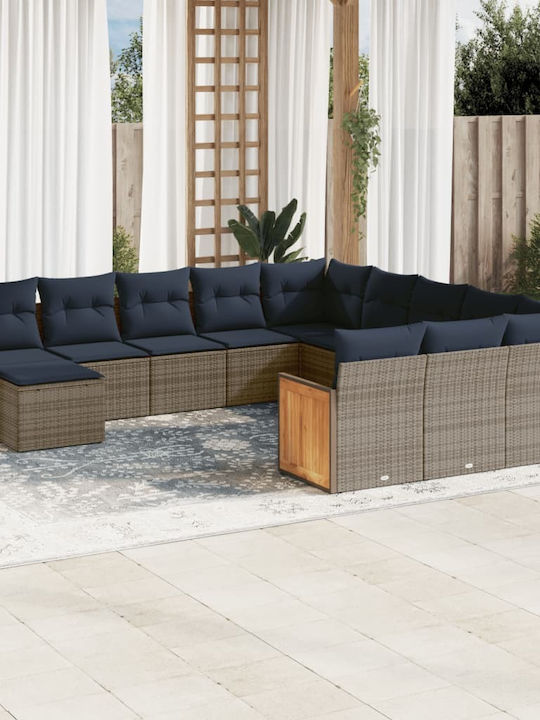 Ecksofa Outdoor Rattan mit Kissen 55x62x69cm