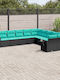 Ecksofa Outdoor Rattan mit Kissen 62x62x69cm