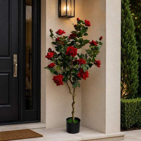 Artificial Decorative Rose Plant Red Flowers Potted 135cm Galifas 551326 Galifas