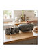 Set of 4 Food Jars for Coffee Tea Sugar with Wooden Lid Brown 4 Pieces