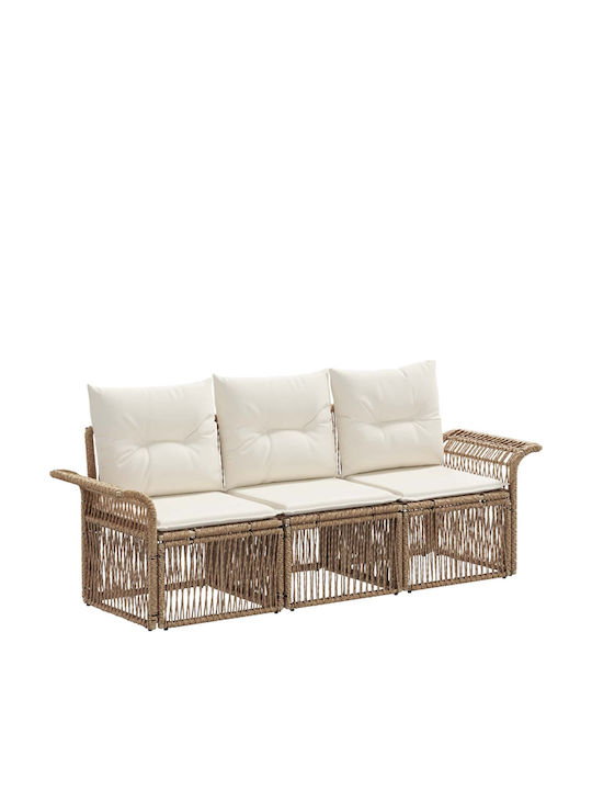 3-Seater Outdoor Rattan Sofa with Cushions 70.5x62x70cm