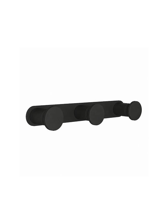 Pam & Co Triple Bathroom Hook With Screws 3.5x2.5cm Black