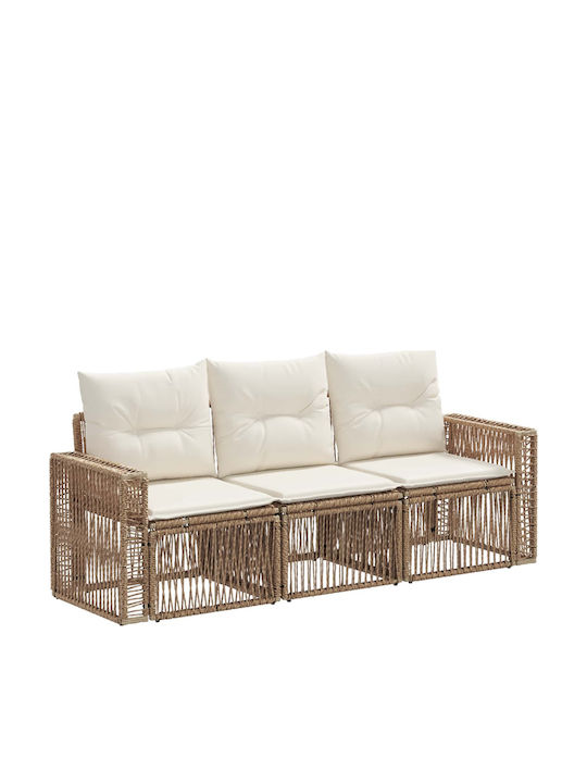 3-Seater Outdoor Rattan Sofa with Cushions 65.5...