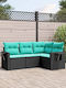 Outdoor Corner Rattan Sofa With Cushions 62x62x69cm