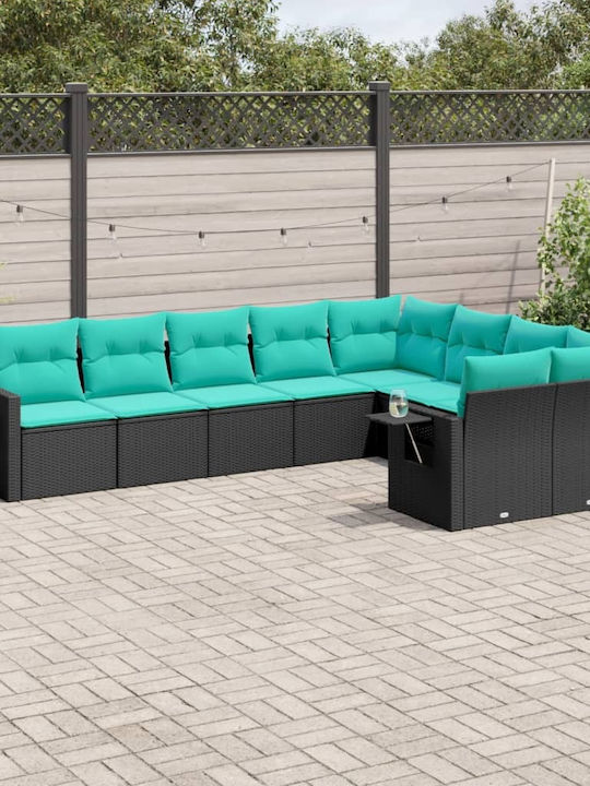Ecksofa Outdoor Rattan mit Kissen 62x62x69cm
