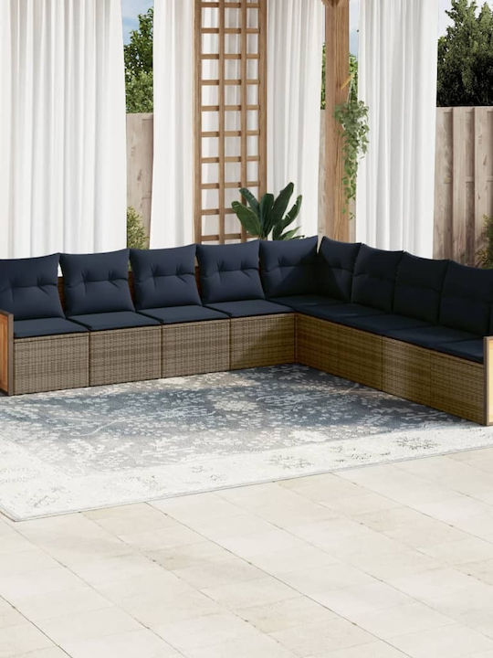 Outdoor Corner Sofa Rattan With Cushions 55x62x69cm