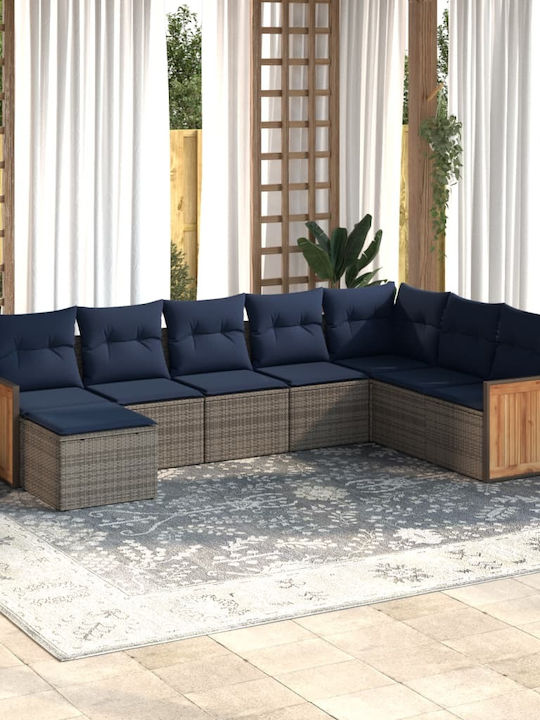Canapea De Colț De Exterior Din Rattan Cu Perne 62x62x69cm