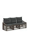 3-Seater Outdoor Rattan Sofa with Cushions 62.5x62x70cm