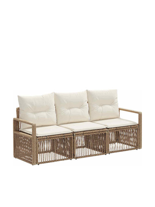 3-Seater Outdoor Rattan Sofa with Cushions 61x62x70 cm