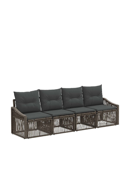 Four-Seater Outdoor Rattan Sofa with Cushions