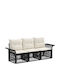 3-Seater Outdoor Rattan Sofa with Cushions 70.5x62x70cm