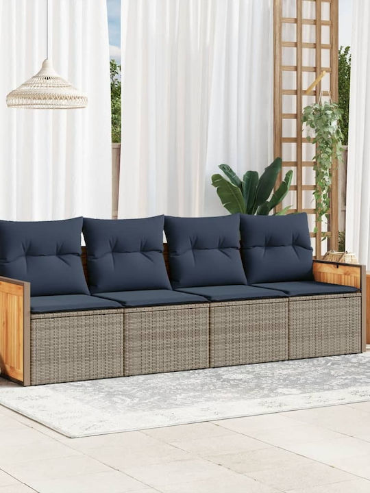 Four-Seater Outdoor Rattan Sofa With Cushions 55x62x69cm