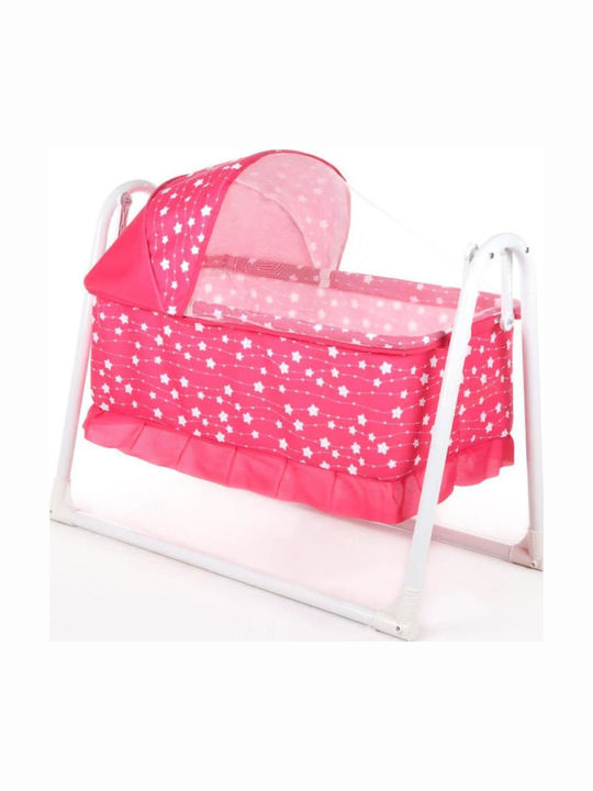 SteweHome Cradle with Mattress and Wheels Pink