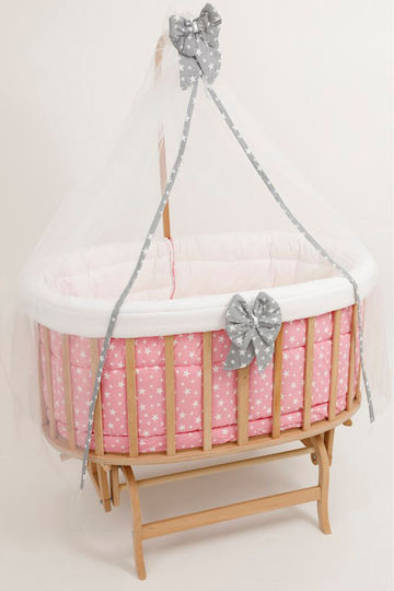 SteweHome Cradle with Mattress and Wheels Pink