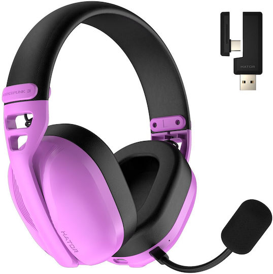 HATOR Hyperpunk 3 Ασύρματο Over Ear Gaming Headset με σύνδεση Bluetooth / USB Μωβ for PC