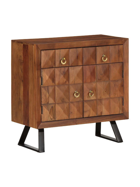 Chest of Drawers Bedroom Solid Wood & Metal Brown 70x35x70cm
