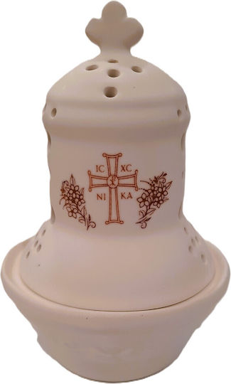 Ceramic Church Vigil Oil Lamp Matte White Cross Height 20cm Diameter 12cm