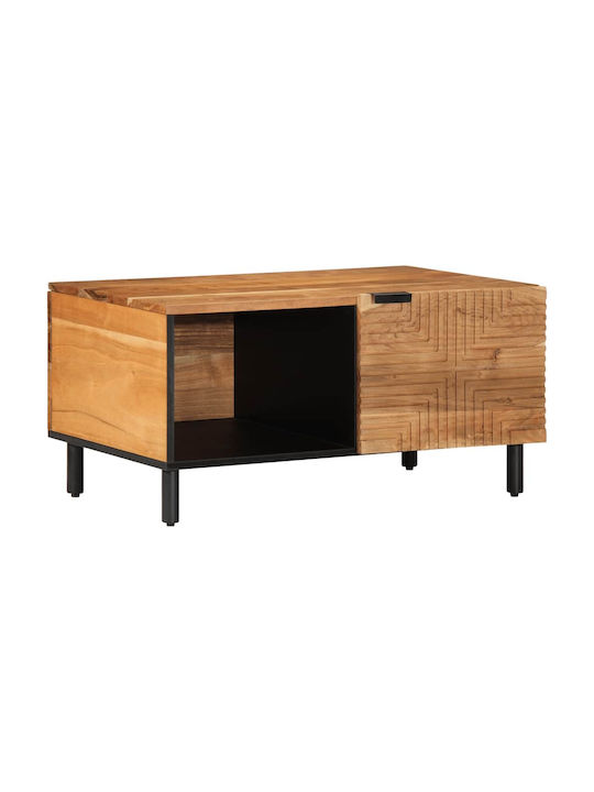 Rectangular Central Coffee Table Solid Wood Brown 80x50x40cm