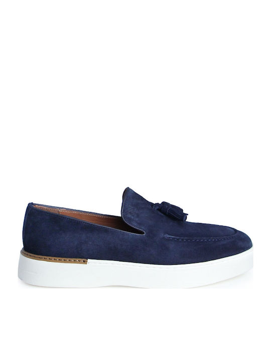 Boss Shoes Suede Ανδρικά Loafers σε Μπλε Χρώμα