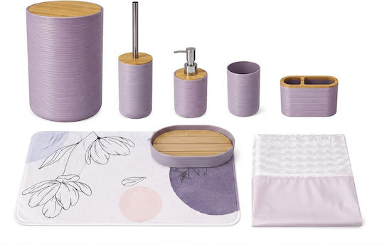Parris Home Badezimmerzubehör-Set Hölzernes Lila 8 Stück