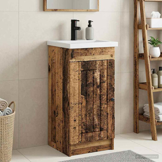 vidaXL Πάγκος με Νιπτήρα & Καθρέπτη Μ42xΒ40xΥ84.5cm Παλαιωμένο Ξύλο