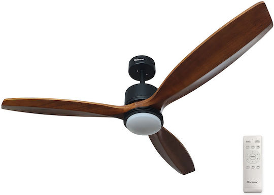 Rohnson Ceiling Fan 132cm with Light Fixture Brown / Black