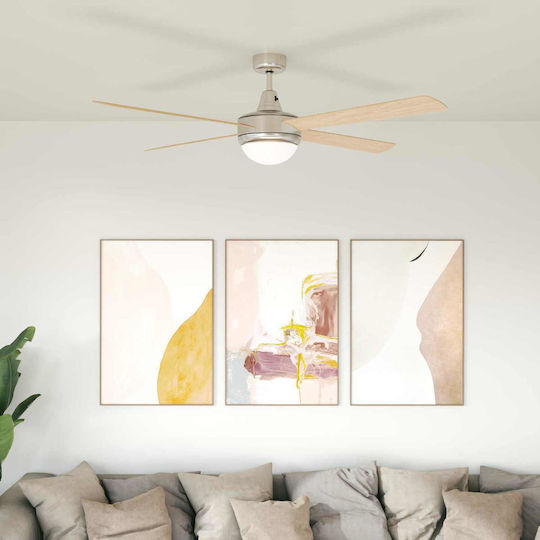 vidaXL Ceiling Fan 130cm with Light Fixture Brown / Silver