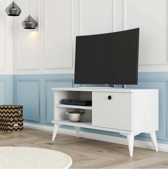 Stand TV Alb L90xA30xÎ45cm