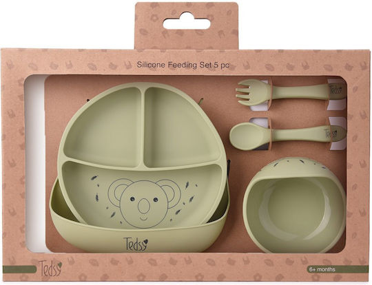 Tedsy Silicone Feeding Set Green 5pcs