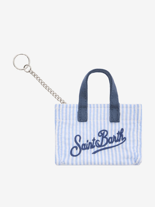 Mc2 Sanit Barth Striped Cotton Mini Bag Keychain Printed Logo Μπλε Keyb011 00361l