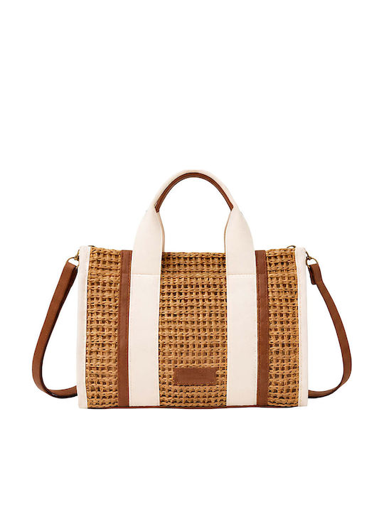 Gallantry Cabas Handbag Women Style Rafia Chic Detachable Strap Brown Beige