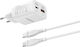Veger Φορτιστής GaN με Θύρα USB-A και Θύρα USB-C και Καλώδιο USB-C - USB-C 45W Power Delivery / SuperCharge Λευκός (TR101)
